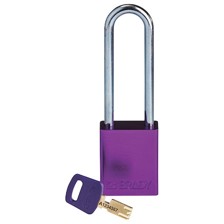 Alum Padlock Purple 76MMSTEEL Shkl Kd MPN:ALU-PRP-76ST-KD