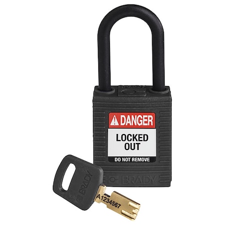 Nylon Padlock Blk 38MM Pl Shkl Kd MPN:NYL-BLK-38PL-KD