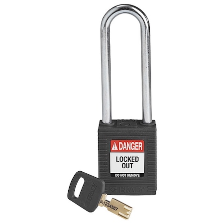 Nylon Padlock Blk 76MM Steel Shkl Kd MPN:NYL-BLK-76ST-KD