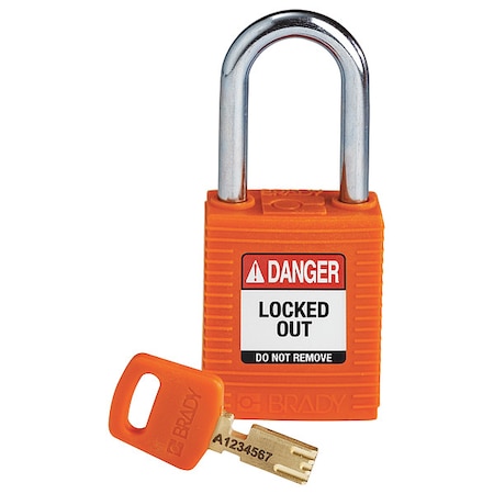 Nylon Padlock Orange 38MM Steel Shkl Kd MPN:NYL-ORG-38ST-KD