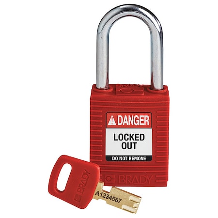 Nylon Padlock Red 38MM Steel Shkl Kd MPN:NYL-RED-38ST-KD