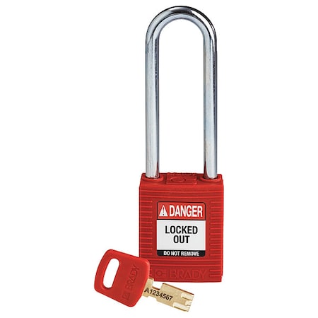 Nylon Padlock Red 76MM Steel Shkl Kd MPN:NYL-RED-76ST-KD