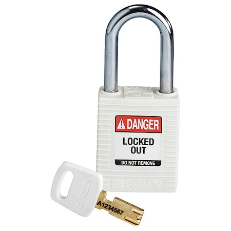 Nylon Padlock White 38MMSTEEL Shkl Kd MPN:NYL-WHT-38ST-KD