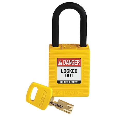 Nylon Padlock Ylw 38MM Pl Shkl Kd MPN:NYL-YLW-38PL-KD