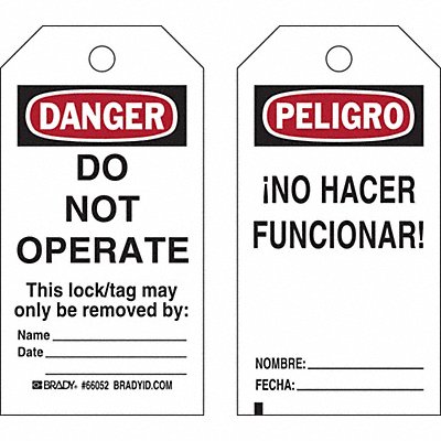 Danger Tag 5-3/4 x 3 In OSHA 3/8 In PK25 MPN:66052