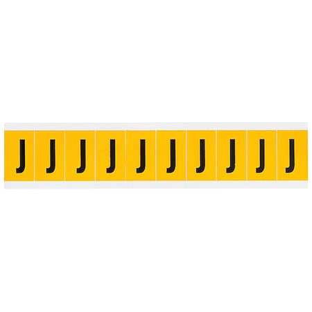 Letter Label, J, 1-1/2inH, Blck/Yellw, Vinyl MPN:1530-J