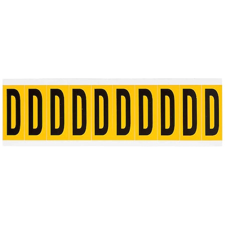 Letter Label, D, 2-1/4inH, Blck/Yellw, Vinyl MPN:1534-D