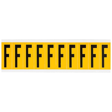 Letter Label, F, 2-1/4inH, Blck/Yellw, Vinyl MPN:1534-F