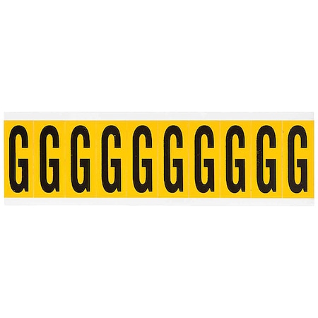 Letter Label, G, 2-1/4inH, Blck/Yellw, Vinyl MPN:1534-G