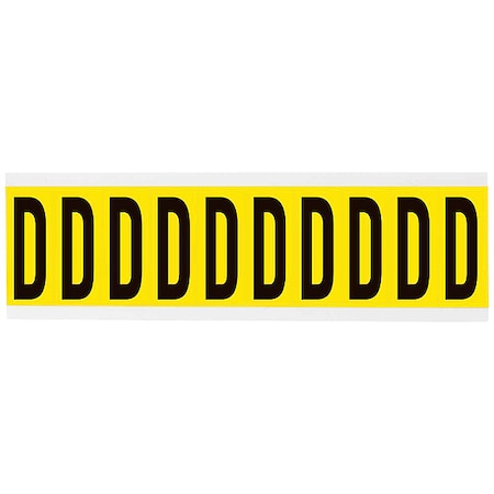 Letter Label, D, 8inW, Black/Yellow, Vinyl MPN:3440-D