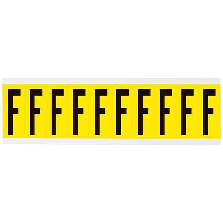 Letter Label, F, 8inW, Black/Yellow, Vinyl MPN:3440-F