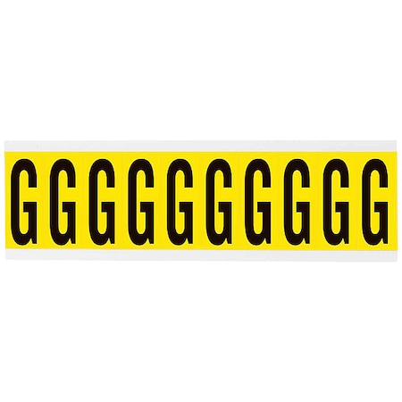 Letter Label, G, 8inW, Black/Yellow, Vinyl MPN:3440-G