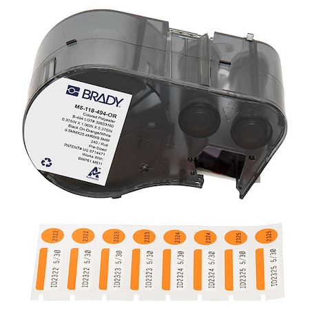 Label/RibbonCartridge, Orange;White, 1inW MPN:M5-118-494-OR