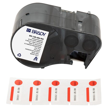 Label/RibbonCartridge, Red;White, 1inW MPN:M5-120-494-RD