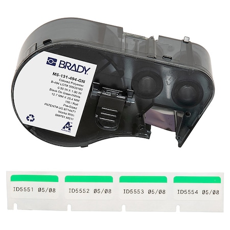 Label/RibbonCartridge, Green;White, 1inW MPN:M5-131-494-GN