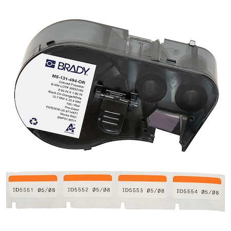 Label/RibbonCartridge, Orange;White, 1inW MPN:M5-131-494-OR