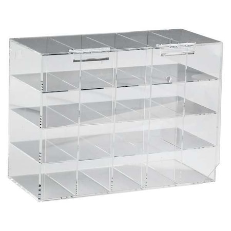 Safety Glasses Holder, Case with Door, 20 Pairs, Acrylic, 11 3/4 in H x 15 1/2 in W x 6 3/4 in D MPN:GH20D