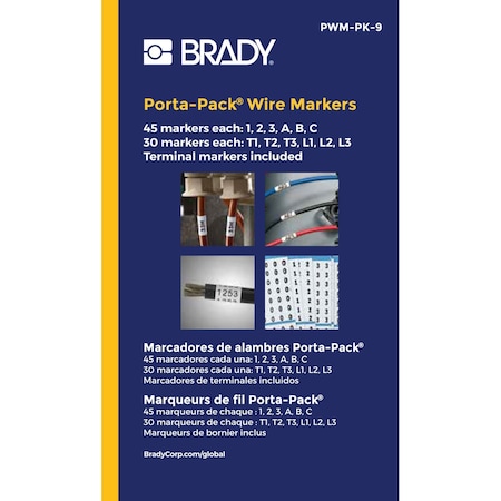 Porta-Pack Wire Markers 1-3 A-C T1-T3 L1-L3 MPN:PWM-PK-9