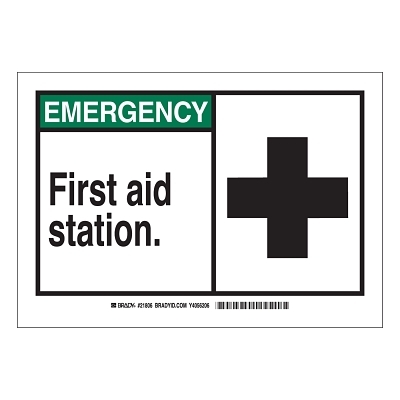 B401 7H X 10W Ansi Blk Grn/Wht First Aid MPN:21806