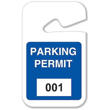 Parking Permits, Rearview, 001-100, Wht/Blu MPN:95201