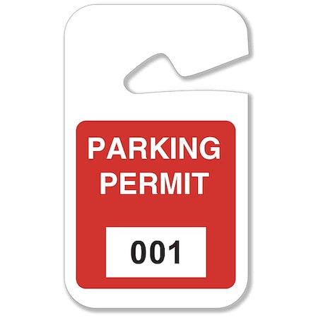 Parking Permits, Rearview, 001-100, Wht/Red MPN:95202