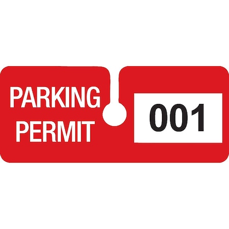 Parking Permits, Rearview, Wht/Red, PK100 MPN:95206