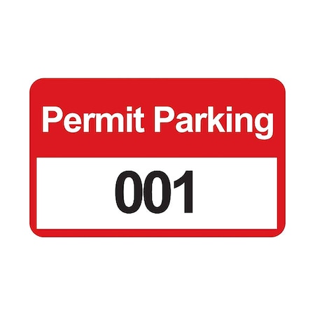 Parking Permits, Bumper, Wht/Red, PK100 MPN:95208