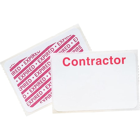 Contractor Badge, 1 Day, Red/White, PK500 MPN:95689