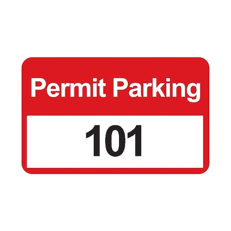 Parking Permits, Bumper, Wht/Red, PK100 MPN:96250