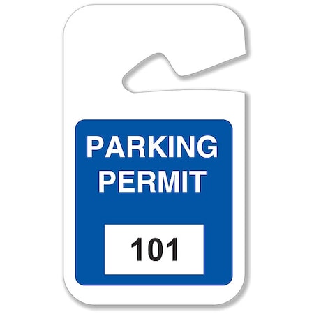 Parking Permits, Rearview, 101-200, Wht/Blu, PK100 MPN:96262