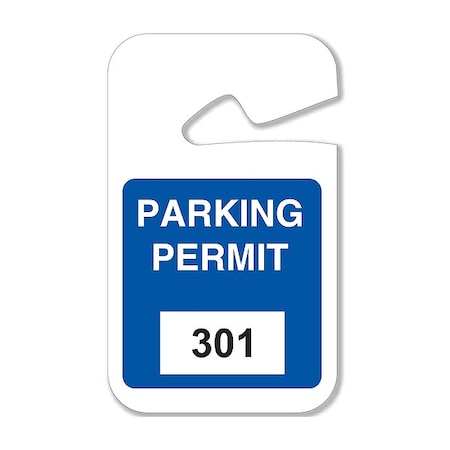 Parking Permits, Rearview, 301-400, Wht/Blu, PK100 MPN:96264