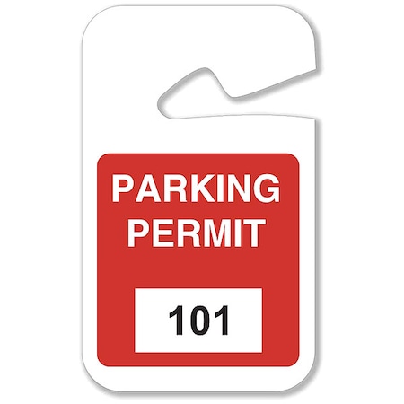 Parking Permits, Rearview, 101-200, Wht/Red MPN:96271
