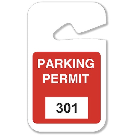 Parking Permits, Rearview, 301-400, Wht/Red MPN:96273