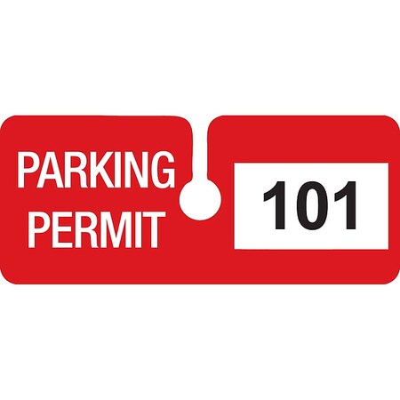 Parking Permits, Rearview, Wht/Red, PK100 MPN:96289