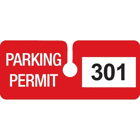 Parking Permits, Rearview, Wht/Red, PK100 MPN:96291