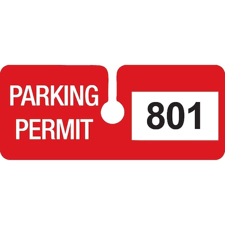 Parking Permits, Rearview, Wht/Red, PK100 MPN:96296