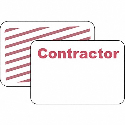D0065 Contractor Badge 1 Week Red/White PK500 MPN:95674