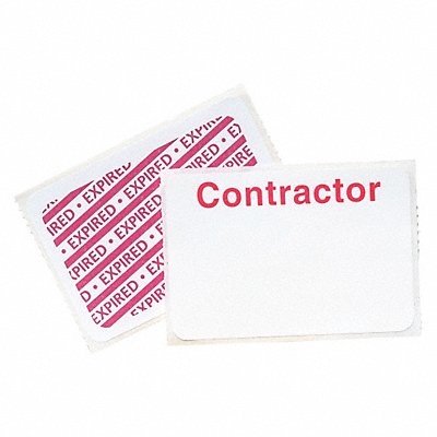 D0064 Contractor Badge 1 Day Red/White PK500 MPN:95689