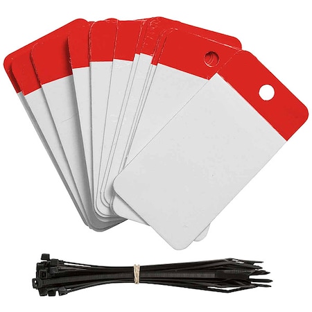Tag, Blank, Polyester, 5 in H x 3 1/4 in W, Red, Rectangle, 25 PK MPN:102011