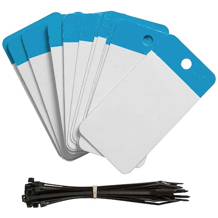 Tag, Blank, Polyester, 5 in H x 3 1/4 in W, Blue, Rectangle, 25 PK MPN:102013