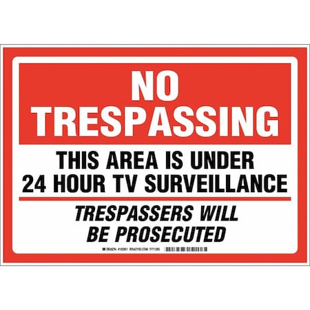 No Trespassing Sign, 10 in Height, 14 in Width, Plastic, Rectangle, English MPN:103851