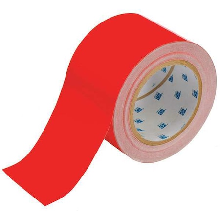 Floor Marking Tape, Polyester, Solid, Red, 3 in W., 8 mil Thickness MPN:104343