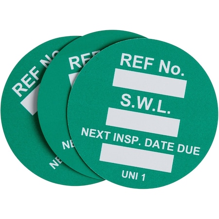 Tag, Uni, Insert Safe Work LD GRN 100PK MPN:108015