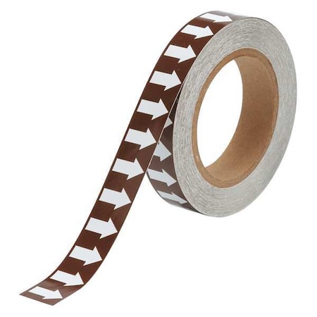 Arrow Tape, Vinyl, 1 in W x 90 ft. L, Adhesive Mounting, White/Brown MPN:109928