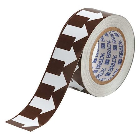Arrow Tape, Vinyl, 2 in W x 90 ft. L, Adhesive Mounting, White/Brown MPN:109929