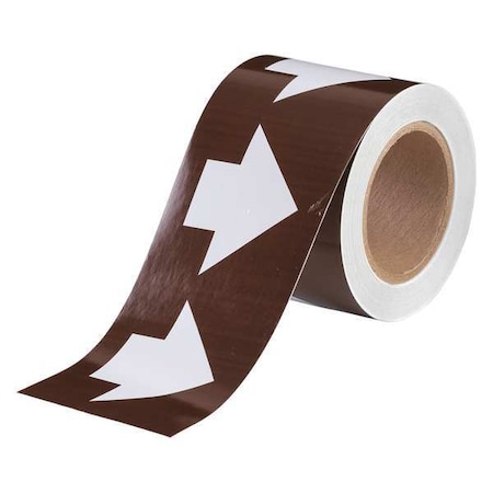 Arrow Tape, Vinyl, 4 in W x 90 ft. L, Adhesive Mounting, White/Brown MPN:109930