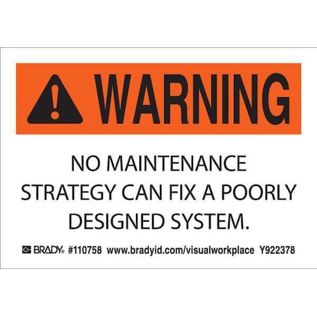 Lean Label, 3-1/2inHx5inW, HP Poly., PK10, 110758 MPN:110758