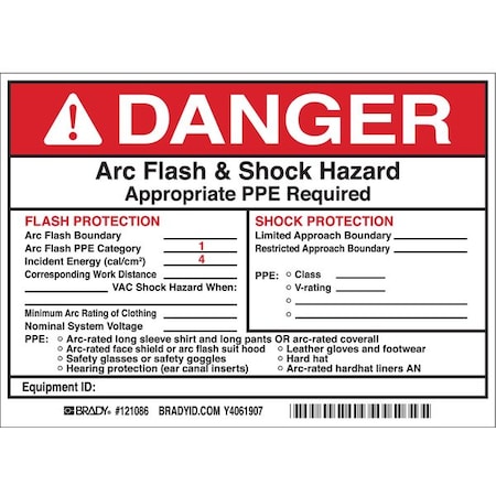 Permanent Adhesive Label, 5 in Height, 7 in Width, Vinyl, Horizontal Rectangle, English MPN:121086