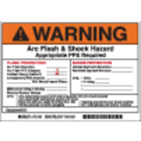 Arc Flash Protection Label, 5 In. H, PK5, 121091 MPN:121091