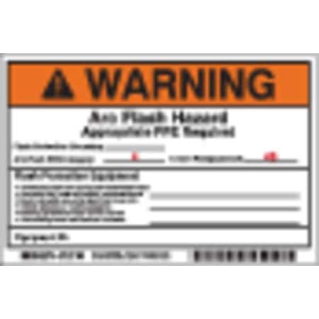 Arc Flash Protection Label, 4 In. H, PK5, 121103 MPN:121103